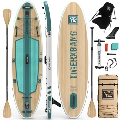 Afbeelding van TIGERXBANG SUP board, stand up paddleboard, 330 x 86 15 cm, met premium complete opblaasbare accessoires, extra brede paddleboards voor volwassenen en kinderen, Pandora Indisch zwart