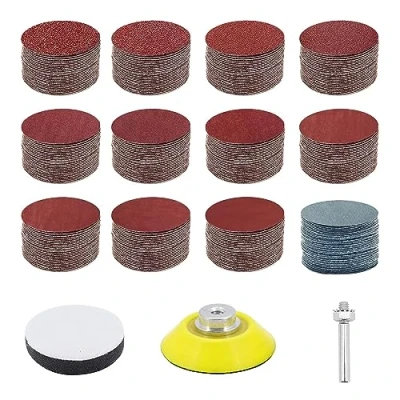 Afbeelding van JaneYi 120 stuks schuurpapier klittenband 50 mm ronde korrel 60 80 180 240 320 400 600 800 1000 2000 3000 polijstpad adapter slijpopzetstuk voor accuschroevendraaier boormachine