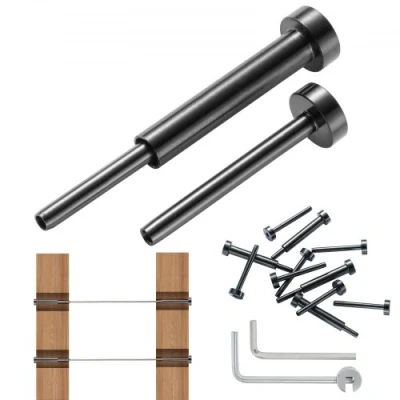 Afbeelding van VEVOR onzichtbare kabelrailset, 30 stuks, 1/8 inch, ontvanger van roestvrij staal, T316 voor kabelrelingen, inch persspanner hout /metalen palen, zwart