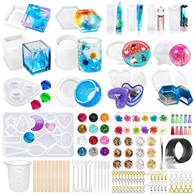 Afbeelding van JOYBOY Hars Mallen Set,120pcs DIY Hanger Sieraden Gieten Mallen,Siliconen Epoxy Maken Set,Crafting Modeling Mould,Pendant Gereedschap Siliconen Mal
