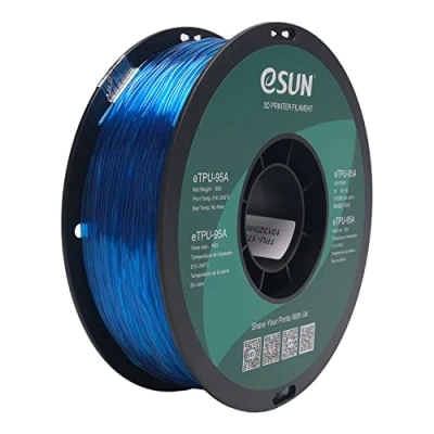 Afbeelding van eSUN Flexibel TPU Gloeidraad 1.75mm, 95A 3D Printer Gloeidraad, Dimensionale Nauwkeurigheid +/ 0.05mm, 1KG (2.2 LBS) Spoel Printen Materiaal voor Printer, Transparant Blauw