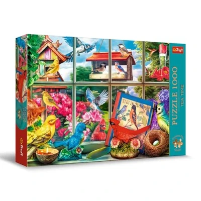 Afbeelding van Trefl Premium Plus Quality Puzzle Tea Time: Vogelwereld 1000 stukjes, Serie geschilderde nostalgische afbeeldingen, Perfect passende elementen, voor volwassenen en kinderen vanaf 12 jaar