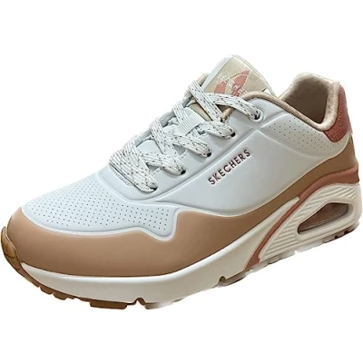 Afbeelding van Skechers Sport UNO Sneakers laag, Dames, Maat: 41, White/coral/tan Hoogwaardig imitatieleer