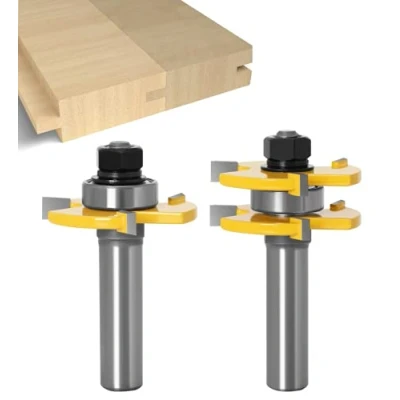 Afbeelding van Set met tong en groef APLUS freesset [ 2 stuks ] Houtbewerking, frezen, houtsnijgereedschap voor graveermachine, trimmachine (1/2&quot; (12,7 mm))