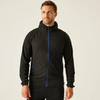 Afbeelding van Regatta Navigate Hooded Full Zip Fleece RG690 Black/New Royal