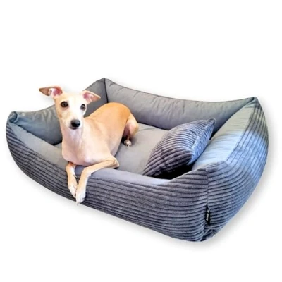 Afbeelding van 4L Textil OTTO Corduroy Hondenbed voor middelgrote en grote Honden Hondenkussen Hondenmand Wasbare Hoes GRIJS 80x60