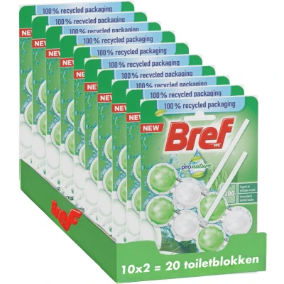 Afbeelding van 10x Bref Toiletblok Power Activ Pro Nature Munt Eucalyptus 2 stuks