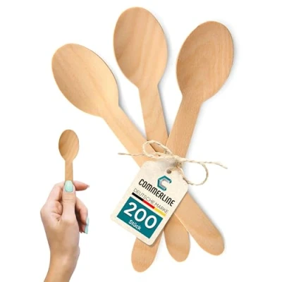 Afbeelding van Generic Wegwerp houten lepels, 200 stuks, wegwerpservies, lepel, bestek, wegwerplepel van hout (200, lepels)