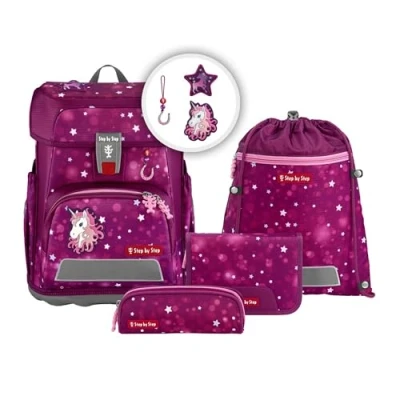 Afbeelding van Step by Schooltas Cloud Schulranzen Set 5 delig Sweet Unicorn Nuala (rood)paars