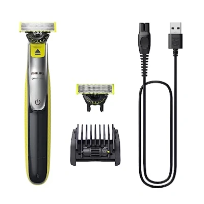 Afbeelding van De authentieke Philips OneBlade 360 Elektrische Baardtrimmer Scheerapparaat, Met 2 Innovatieve mesje voor het Gezicht, 5 in 1 Instelbare Kam, Model QP2734/30