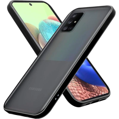 Afbeelding van Cadorabo Hoesje geschikt voor Samsung Galaxy A71 4G in MATT ZWART Hybride beschermhoes met TPU siliconen Case Cover binnenkant en matte plastic achterkant