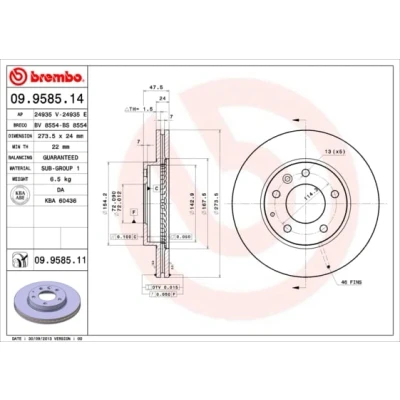 Afbeelding van Brembo Remschijf 09.9585.11
