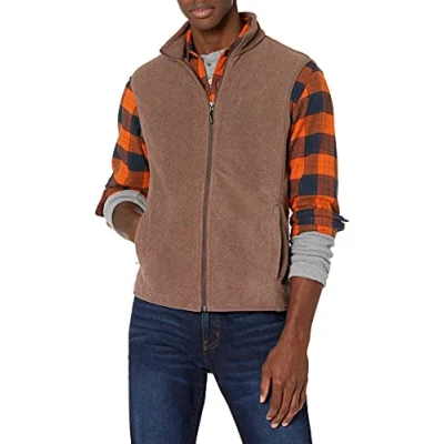 Afbeelding van Amazon Essentials Polar fleece vest met volledige rits (verkrijgbaar in groot en lang), bruin gemêleerd, XX Large