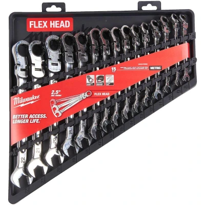 Afbeelding van Milwaukee Steek en Ratelsleutel Set Max Bite 15 delig 4932478558