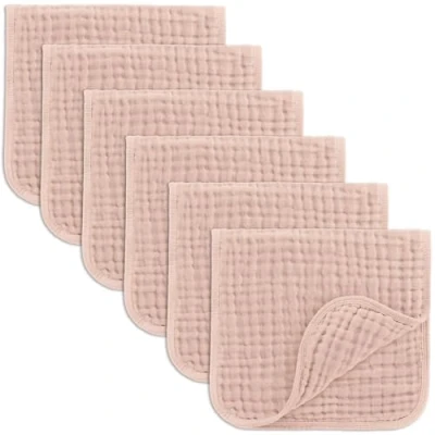 Afbeelding van Comfy Cubs Muslin spuugdoeken, set van 6, groot, 100% katoen, handwashandjes, 6 lagen, extra absorberend en zacht (rood, verpakking 6)
