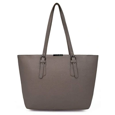 Afbeelding van David Jones Dames Grote Tote Handtas Groot Schoudertas Shopper PU Leer Draagtas Boodschappentas Schooltas Werktas Businesstas Laptoptas Vrouwen Meisje Taupe Bruin