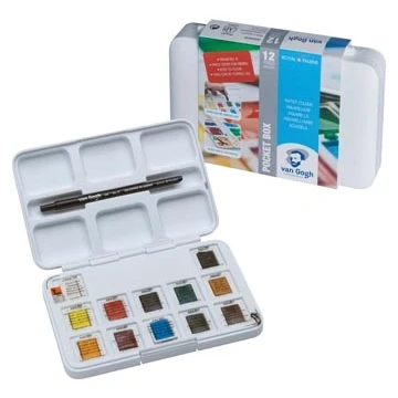 Afbeelding van Van Gogh Aquarelverf, Pocket Box Met 12 Halve Napjes Waterverf