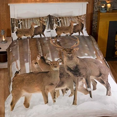 Afbeelding van Stag Fotografische dieren dekbedovertrek en 2 kussenslopen beddengoed set, meerkleurig, dubbel