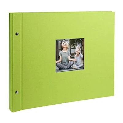 Afbeelding van goldbuch Bella Vista, 28976, schroefalbum met vensteruitsparing, 39 x 31 cm, fotoalbum 40 zwarte pagina&#039;s pergamijn scheidingsbladen, album uitbreidbaar, fotoboek van linnen, groen