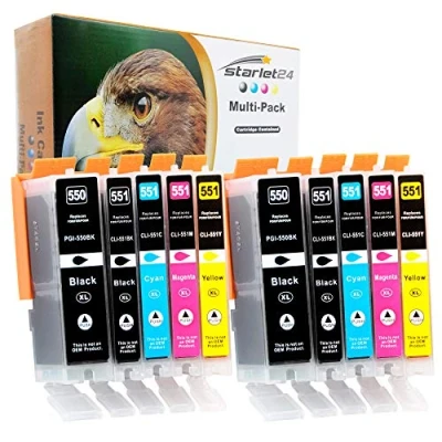 Afbeelding van 10x 550XL 551XL InktCartridges Compatibel met Canon PGI 550 CLI 551 voor PIXMA iP 7200, 7250, 8750, iX 6850, MG 5450, 5550, 5655, 6350, 6450, 5650