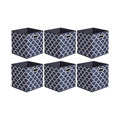Afbeelding van Amazon Basics Opbergkubussen, stof, opvouwbaar, met ovale handgrepen, 6 stuks, rek