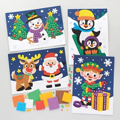 Afbeelding van Baker Ross FC203 kerst foto Mozaïek sets voor Kinderen Set van 4, Mozaïektegels knutsel activiteit, Mozaïekpakketten Kinderen, Creatieve Activiteiten
