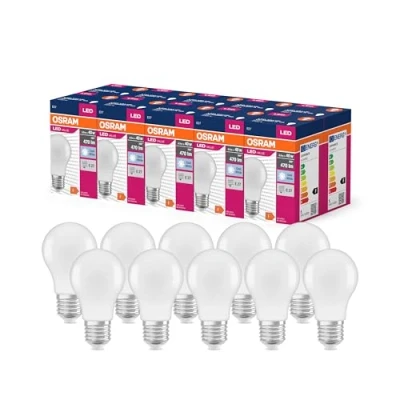Afbeelding van OSRAM LED STAR VALUE KLASSISK A40 lampe til E27 stik, pæreform, FR, 470 lumen, koldhvide (4000K), udskiftning konventionelle 40W pærer, ikke dæmpbar, 10 pack