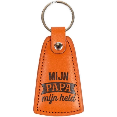 Afbeelding van Sleutelhanger Imitatieleer Bruin mijn papa held