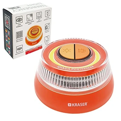 Afbeelding van KRASER KR4V16N Noodlicht Auto Signaal, Noodverlichting Snelweg Signaal Licht Intensiteit LED baken, Gehomologeerd Magnetisch Noodbaken, Compact Autonoom + Zaklamp