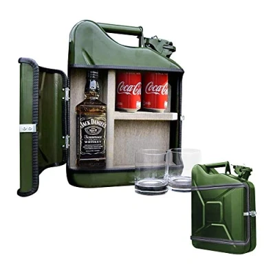 Afbeelding van Jack Daniel&quot;;s Giftset groen Stalen Jerrycan Perfect Cadeau voor Whiskeyliefhebbers Stoer en Stijlvol DBM