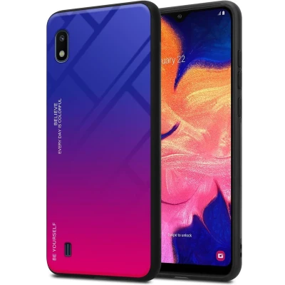 Afbeelding van Cadorabo Hoesje geschikt voor Samsung Galaxy A10 / M10 in PAARS ROOD Tweekleurige beschermhoes van TPU silicone Case Cover en achterzijde gehard glas