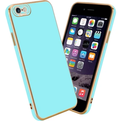 Afbeelding van Cadorabo Hoesje geschikt voor Apple iPhone 6 PLUS / 6S in Glossy Turqouise Rose Goud Beschermhoes van flexibel TPU silicone Case Cover en met camerabescherming