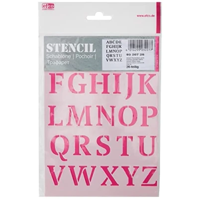 Afbeelding van Efco sjabloon met kleine lettermotief, 26 designs, van kunststof, transparant, A5