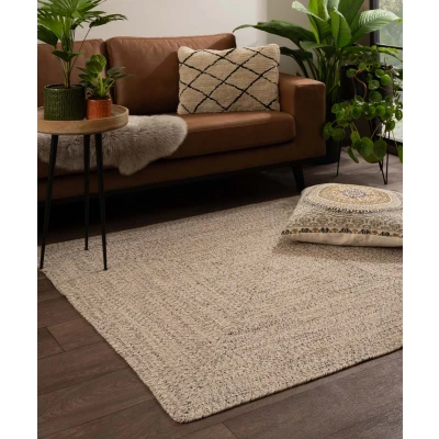 Afbeelding van Vloerkleed Katoen Vierkant Joy Beige/wit 250x250 Cm