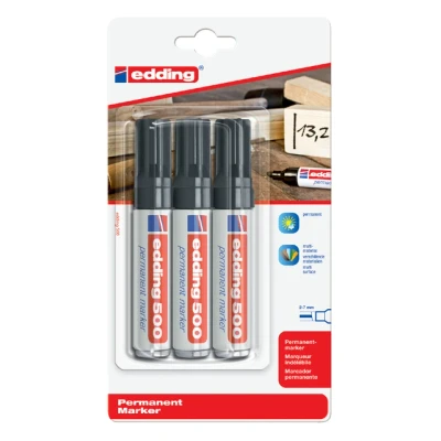 Afbeelding van Viltstift edding 500 schuin 2 7mm zwart blister à 3 stuks
