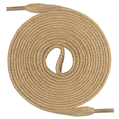 Afbeelding van Mount Swiss Platte veters van 100% katoen voor sneakers en sportschoenen zeer scheurvast 7 mm breed kleur beige lengte 80cm