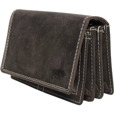 Afbeelding van Compacte Vintage Leren Dames Portemonnee Donkerbruin RFID Ideale Anti Skim Stoere Leer