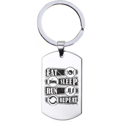 Afbeelding van Sleutelhanger RVS Eat Sleep Run Repeat