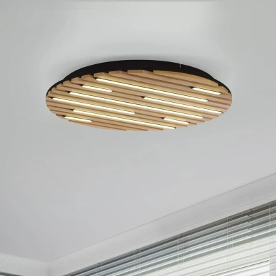 Afbeelding van Paul Neuhaus Ronde plafondlamp Q Akustik Ø 60cm hout 6421 79