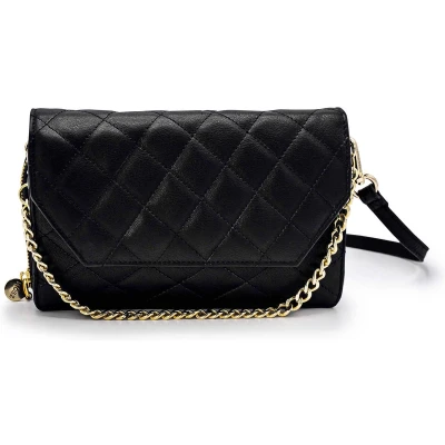 Afbeelding van MOSZ Krisbag Telefoontasje Quilted Black Shiny Light Gold