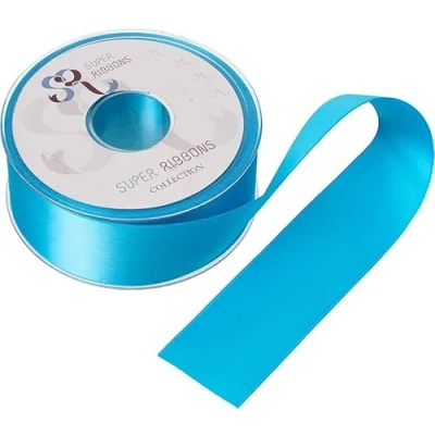 Afbeelding van SR Super Ribbons®™ volledige haspel 6 mm dubbel geconfronteerd satijnen lint, 20 meter op turquoise