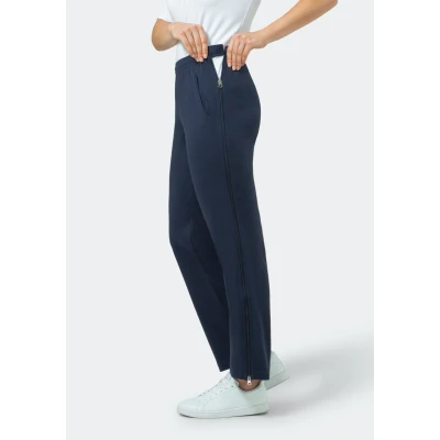 Afbeelding van hajo Joggingbroek voor dames, functionele revalidatiebroek met ritssluiting op de broekspijp, korte maten, marine (609), 44