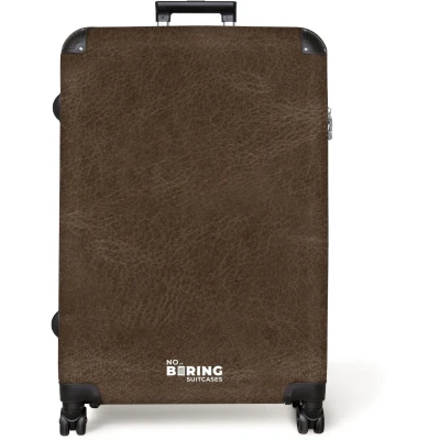 Afbeelding van NoBoringSuitcases.com® Koffer groot Reiskoffer lichtgewicht Lederen look donker bruin Rolkoffer met 4 wielen Grote trolley XL 98 liter bagage