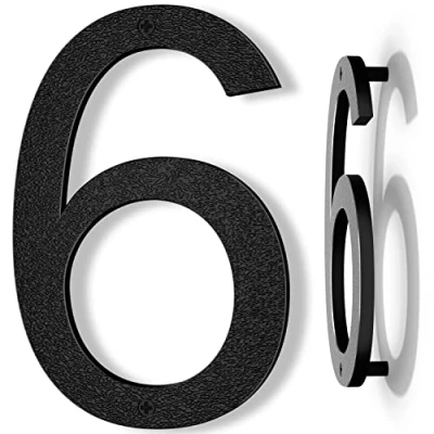 Afbeelding van Yafimea Zwart Huisnummer, Hoogte 20 cm, Stevig ABS Plastic met 3D Drijvend Effect (Nummer 6)