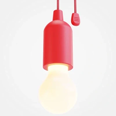 Afbeelding van ABSINA Ledlamp, werkt op batterijen, rood, 1 W, met trekschakelaar, incl. draadloze LED lamp, warm wit, mobiel licht, ideaal voor tuin, tent, camping, kledingkast, feestdecoratie