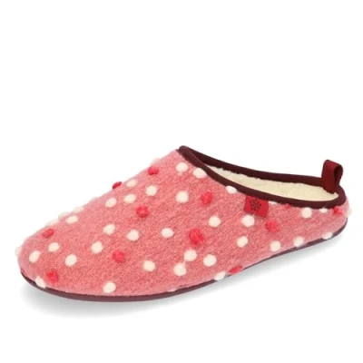 Afbeelding van Andrés Machado Sloffen Jongens/Meisjes DYNAMIC unisex pantoffels wol en vilt/uitneembare binnenzool Roze gestippeld, EU 41
