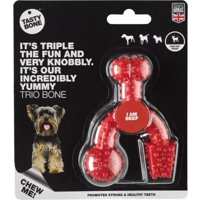 Afbeelding van TastyBone Toy Trio Bone Beef Hond Kauwspeelgoed Vegan Kluif Nylabone