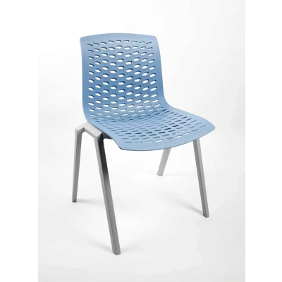 Afbeelding van Kantinestoel Flex Frame Grijs Zitting Blauw