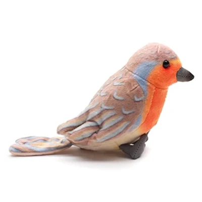 Afbeelding van Uni Toys Knuffeldier Roodborstje vogel zachte pluche stof bruin/rood 10 cm tuinvogels