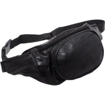 Afbeelding van Rojafit Heuptas Groot 5 vakken Zwart Nappa Leer Afmeting ca. 34 x 8 15 cm.
